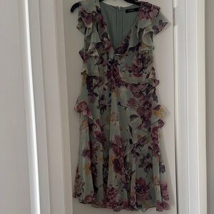 Ralph Lauren Floral Ruffle Midi Dress in Sage Green